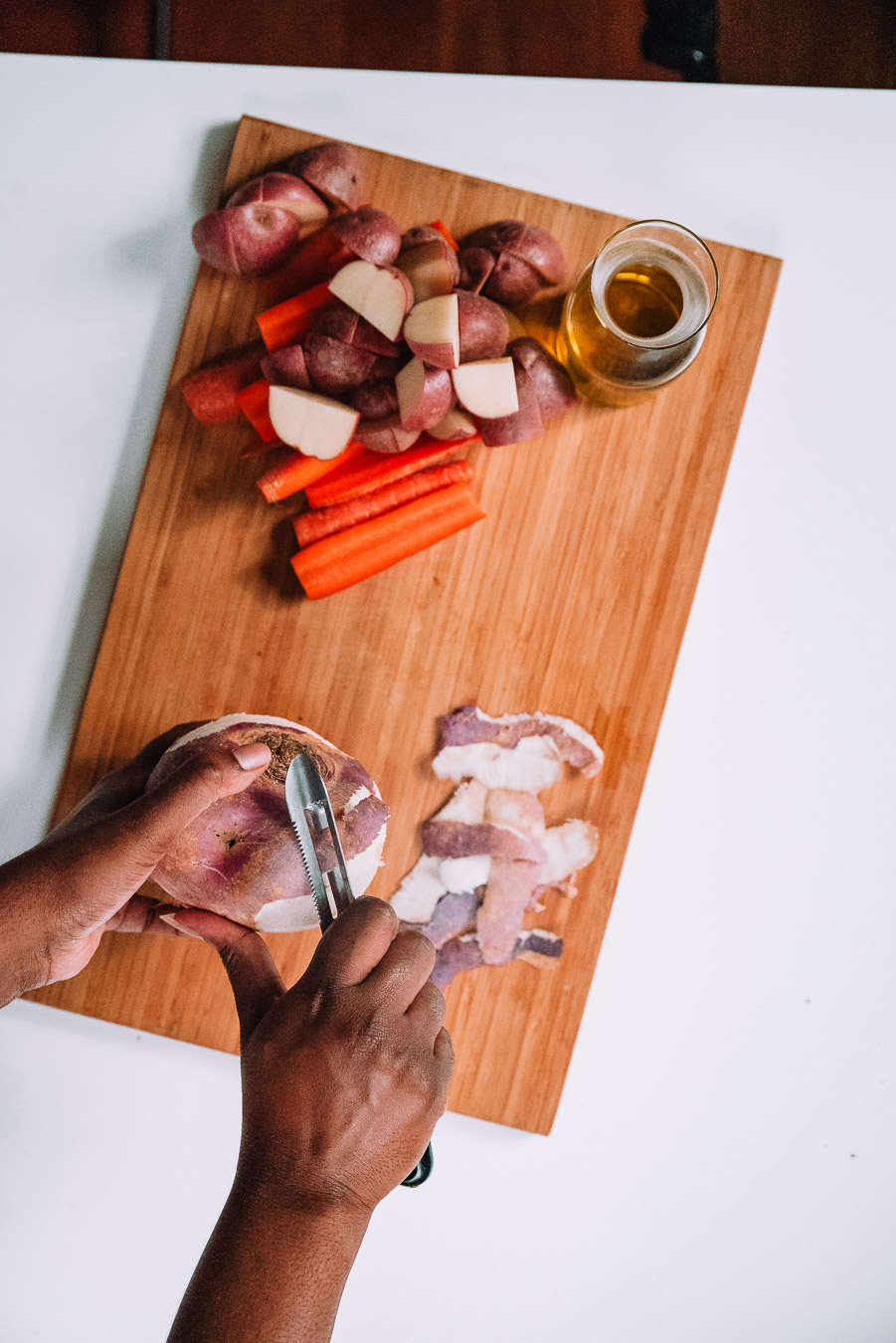 One Pan Honey Dijon Salmon and Root Vegetables made with Drew's Organics Honey Dijon Dressing and Marinade.