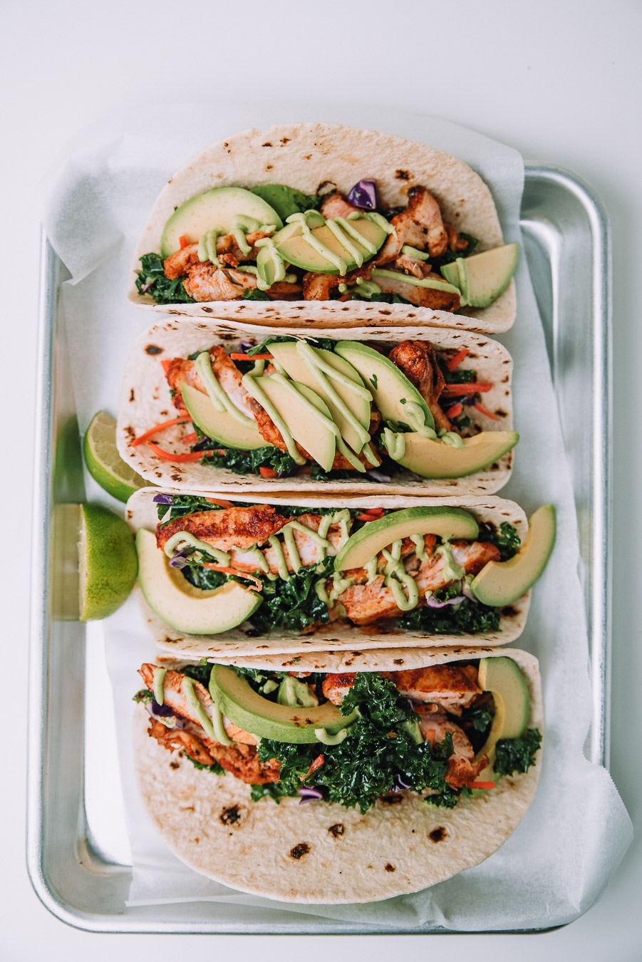 Chicken Tacos with Cilantro Lime Kale Slaw by Mash and Spread