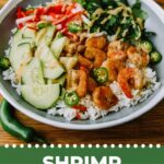 Shrimp Banh Mi in a white and gray bowl