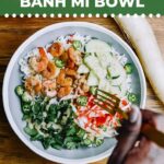 Shrimp Banh Mi in a white and gray bowl