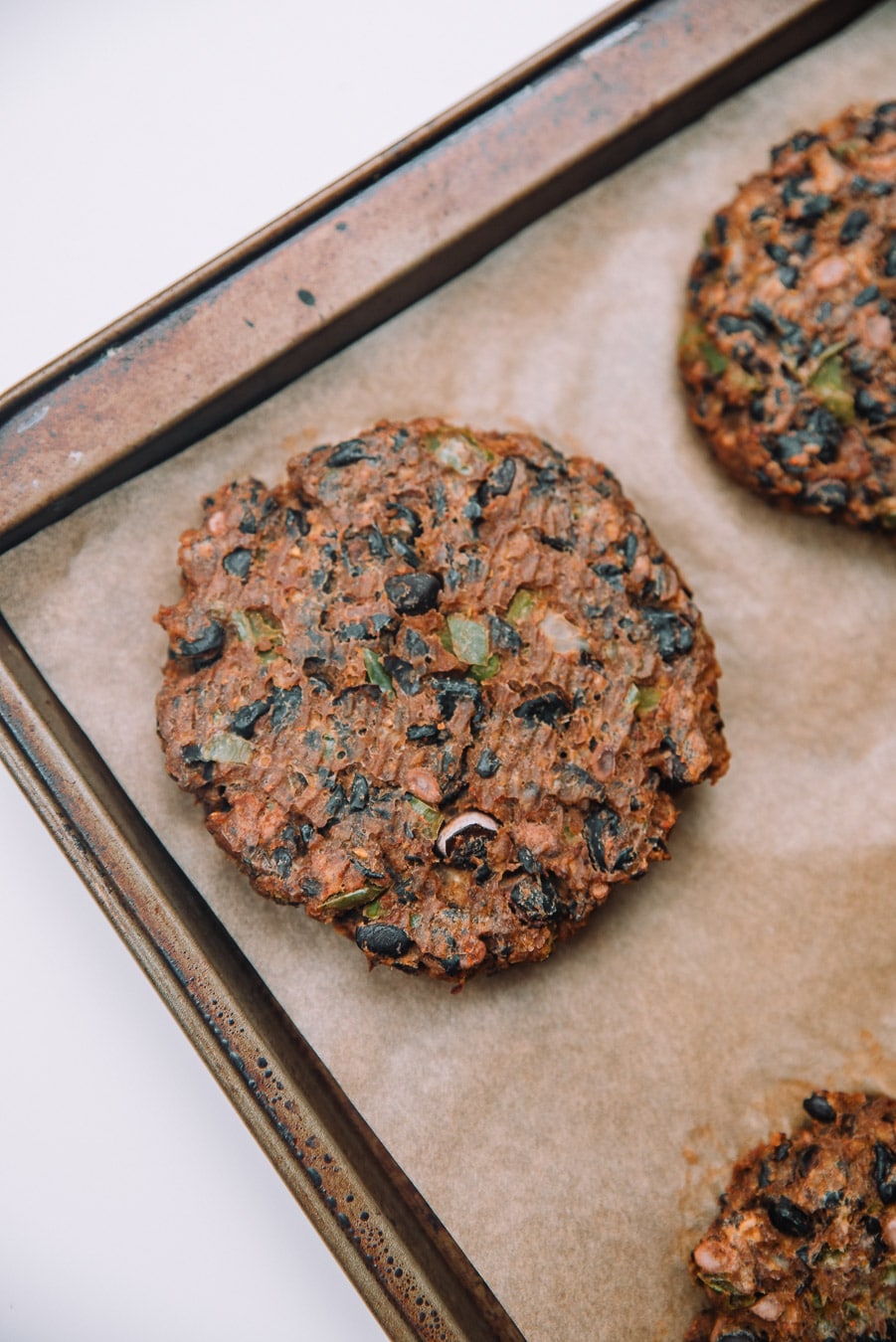 Black Bean Burger on a baking sheet.