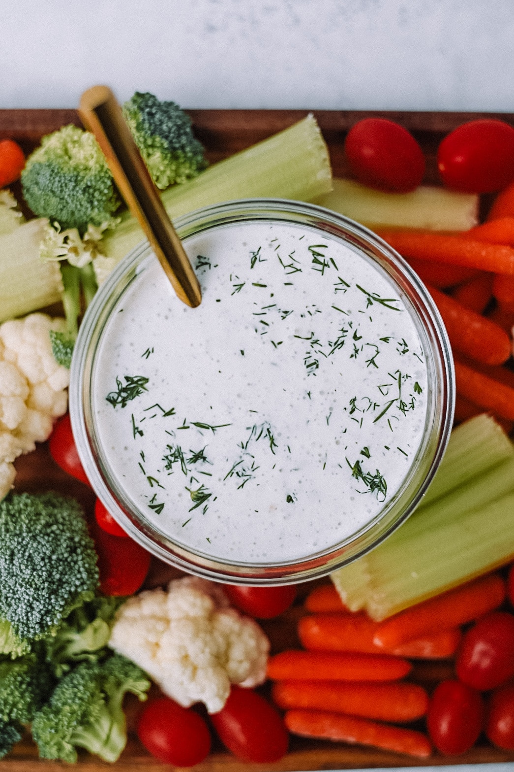 Creamy Greek Yogurt Ranch in a clear jar