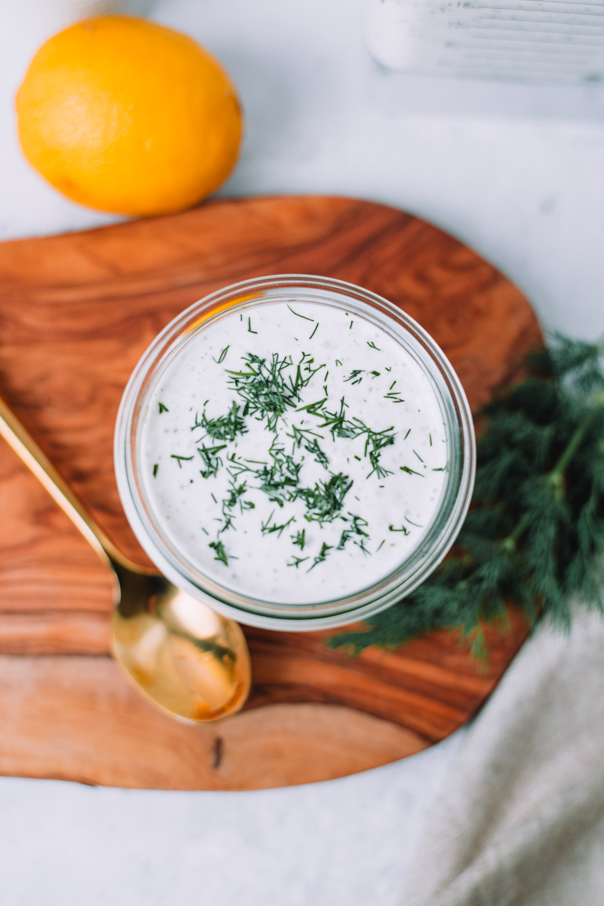 Creamy Greek Yogurt Ranch in a clear jar