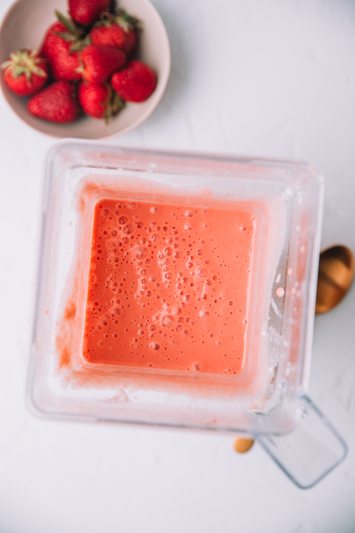 Blender full of Strawberry Mango Smoothie