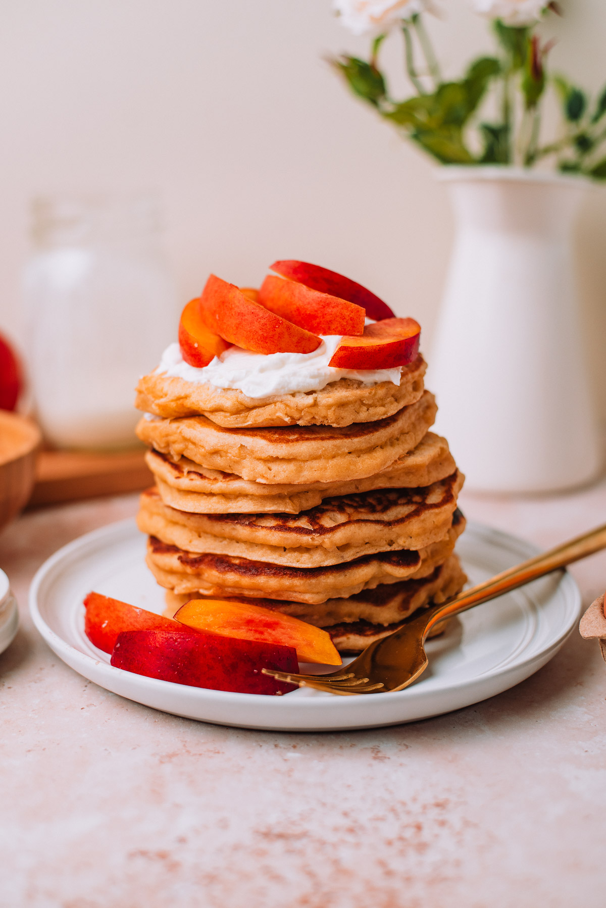 Whole Wheat Pancakes with Yogurt and Nectarines