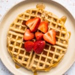 Homemade Waffle Recipes topped with fresh strawberries