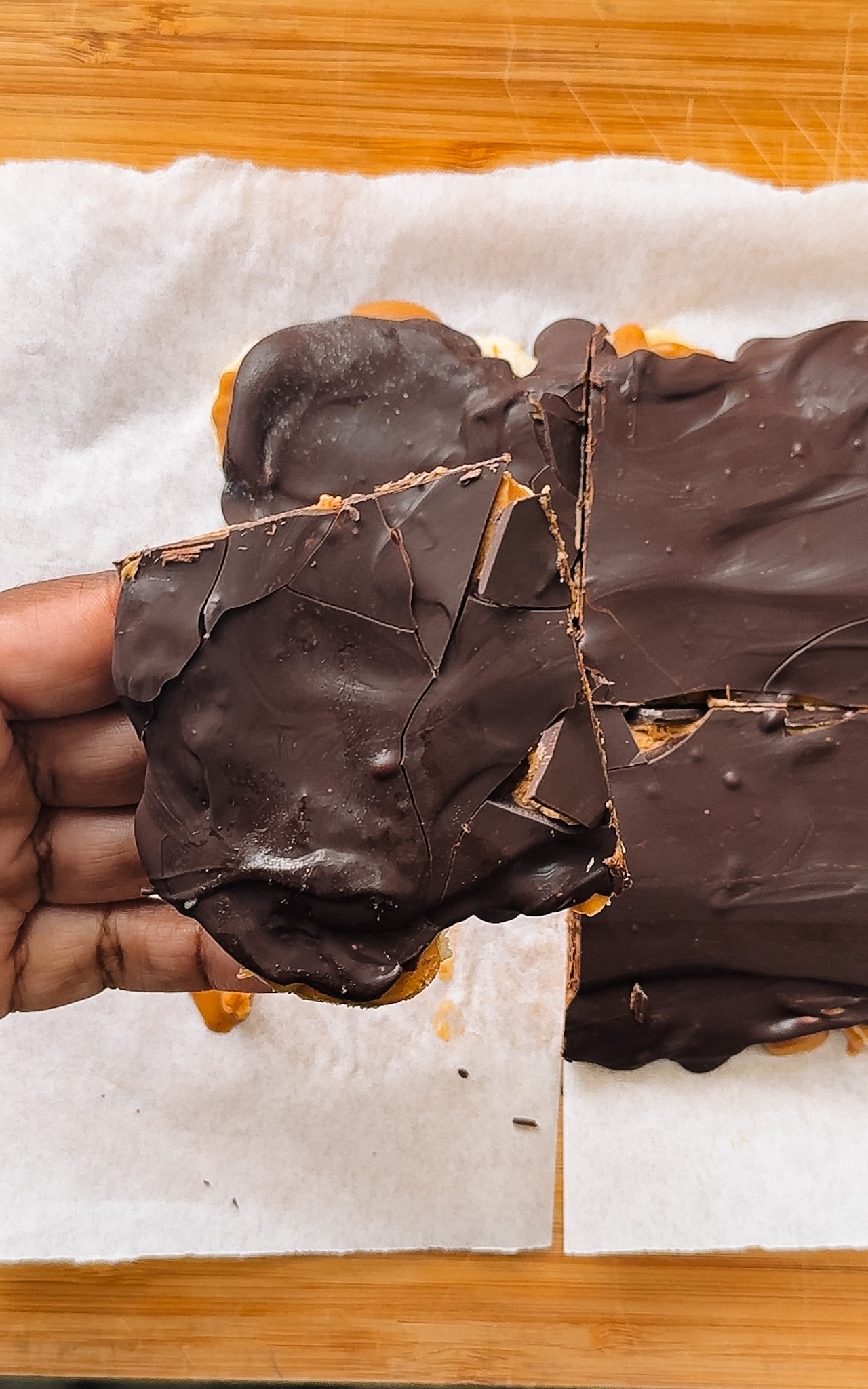 Holding Chocolate Peanut Butter Bars